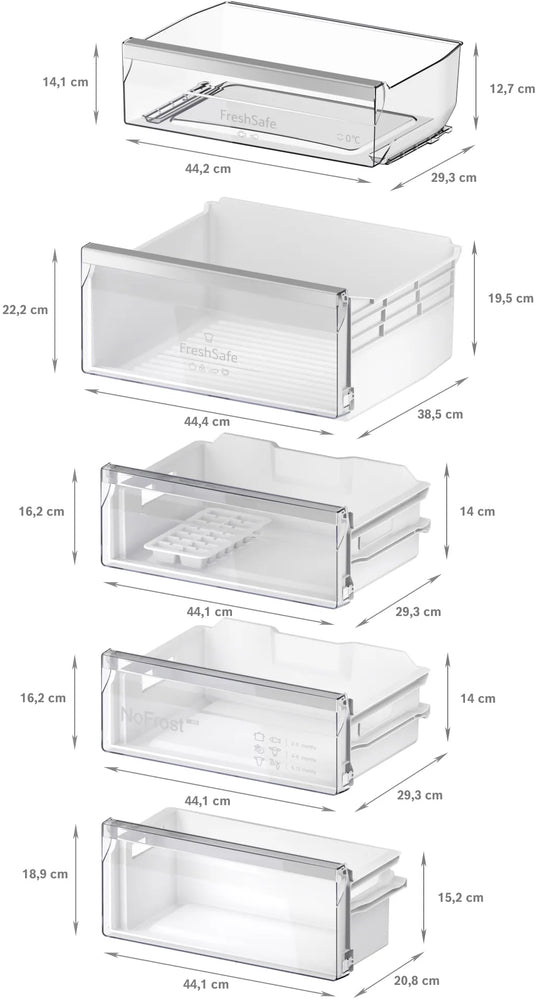 Neff N50, Built-in fridge-freezer with freezer at bottom, 193.5 x 55.8 cm, flat hinge