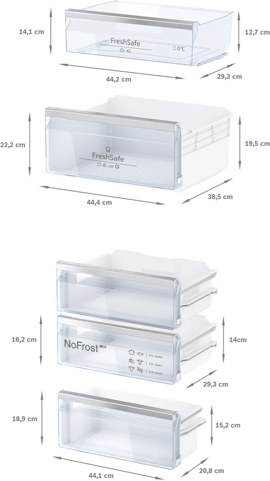 Neff N50, Built-in fridge-freezer with freezer at bottom, 193.5 x 55.8 cm, flat hinge