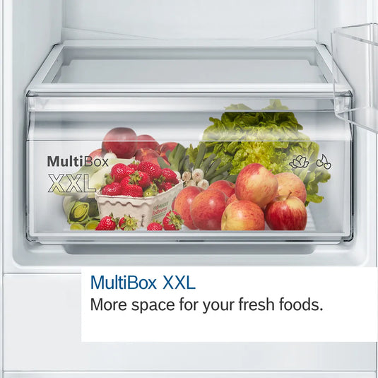 Bosch Series 2, Built-in fridge-freezer with freezer at bottom, 177.2 x 54.1 cm, flat hinge