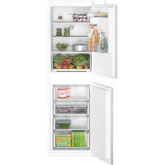 Bosch Series 2, Built-in fridge-freezer with freezer at bottom, 177.2 x 54.1 cm, sliding hinge