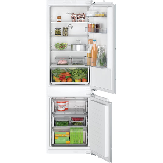 Bosch Series 2, Built-in fridge-freezer with freezer at bottom, 177.2 x 54.1 cm, flat hinge