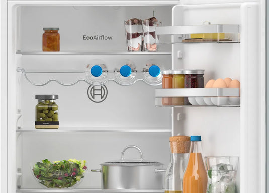 Bosch Series 4, Built-in fridge-freezer with freezer at bottom, 177.2 x 54.1 cm, sliding hinge