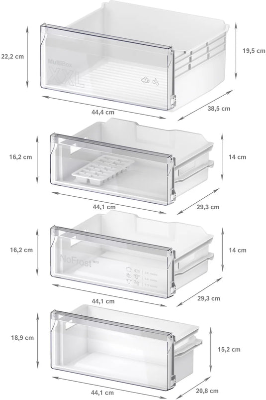 Bosch Series 2, Built-in fridge-freezer with freezer at bottom, 193.5 x 54.1 cm, sliding hinge