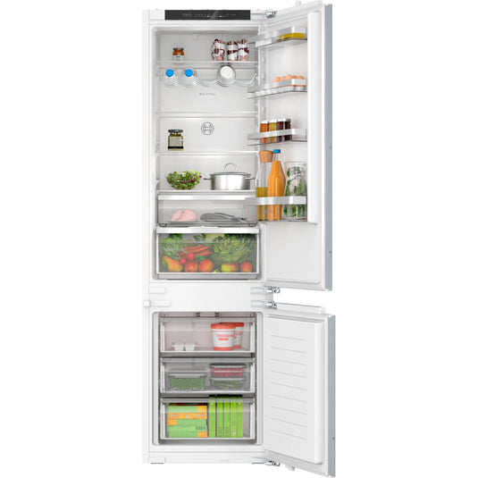 Bosch Series 4, Built-in fridge-freezer with freezer at bottom, 193.5 x 55.8 cm, flat hinge