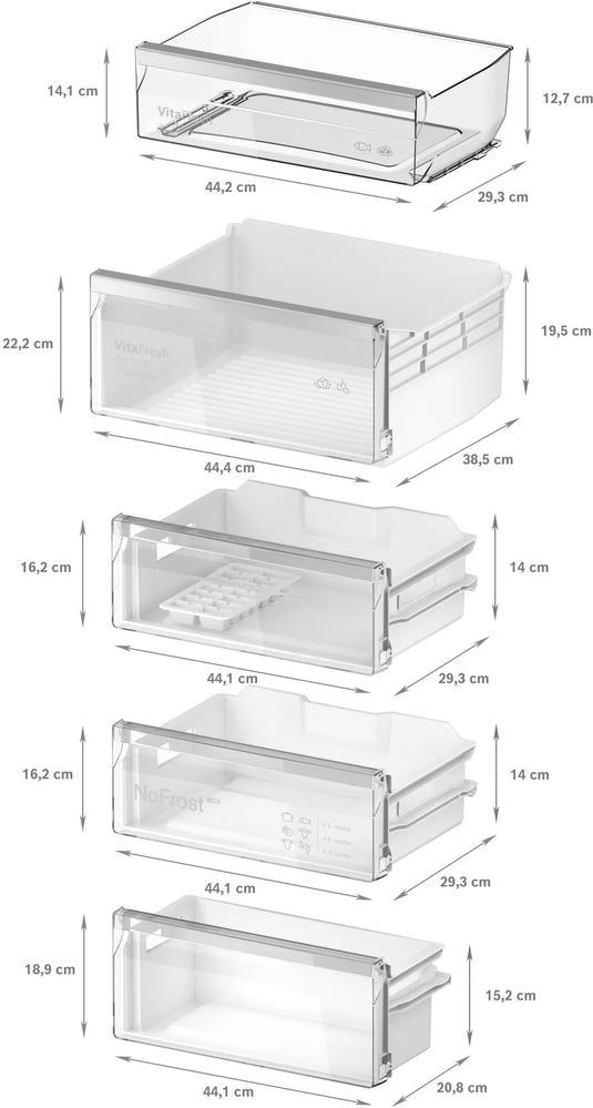 Bosch Series 4, Built-in fridge-freezer with freezer at bottom, 193.5 x 55.8 cm, flat hinge