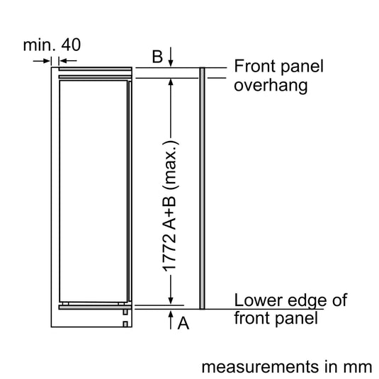 Bosch Series 6, Built-in fridge, 177.5 x 56 cm, soft close flat hinge