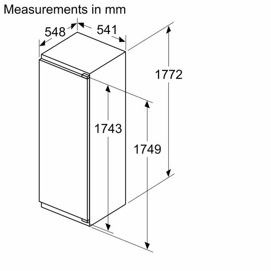 Bosch Series 4, Built-in fridge, 177.5 x 56 cm, flat hinge