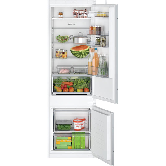 Bosch Series 2, Built-in fridge-freezer with freezer at bottom, 177.2 x 54.1 cm, sliding hinge