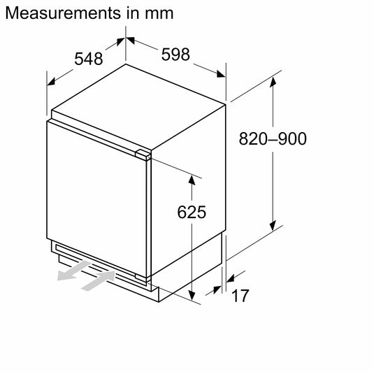 Neff N50, Built-under fridge, 82 x 60 cm, flat hinge