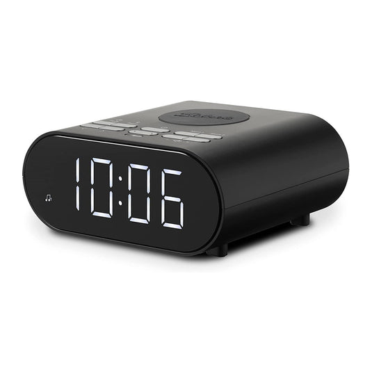 Roberts Ortus Charge FM Alarm Clock Radio with Wireless Phone Charger, Black