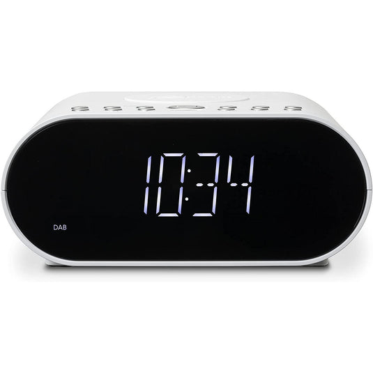 OPEN-BOX RENEWED - Roberts Ortus DAB Charge DAB/DAB+/FM Alarm Clock Radio with Wireless Phone Charger, White