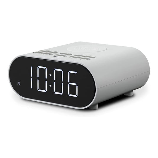 Roberts Ortus Charge FM Alarm Clock Radio with Wireless Phone Charger, White