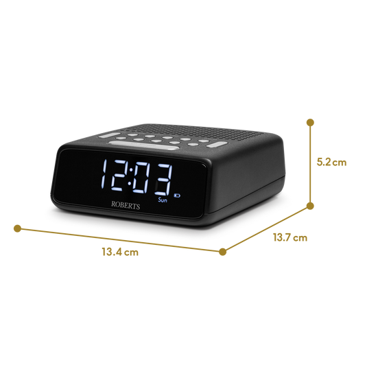 Roberts Ortus FM FM/MW Alarm Clock Radio, Black