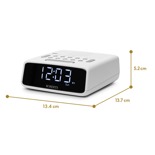 Roberts Ortus FM FM/MW Alarm Clock Radio, White