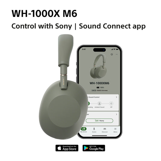 Sony WH-1000XM6 Wireless Noise Cancelling Headphones, Olive Gray