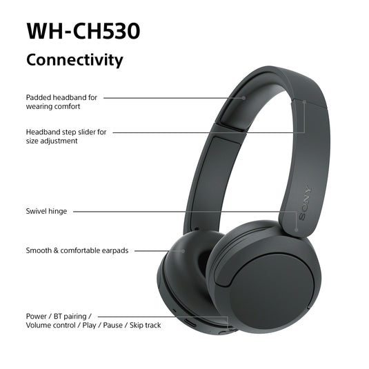 Sony WH-CH530 Wireless Bluetooth Headphones, Black
