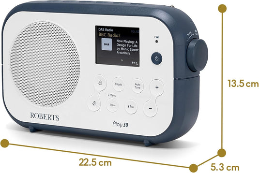 Roberts PLAY 30 DAB / DAB+ / FM RDS Digital Radio, White