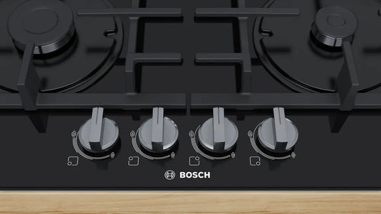 Bosch Series 4, Gas hob, 60 cm, Tempered glass, Black