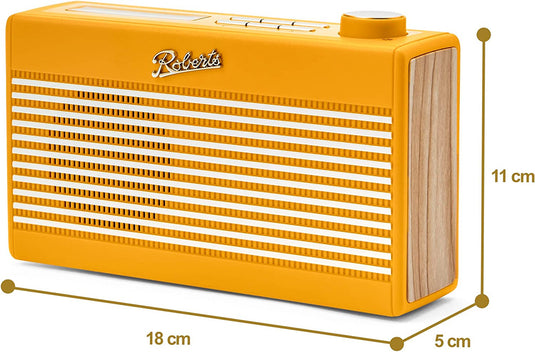 Roberts Rambler Mini DAB/DAB+/FM RDS Radio with Bluetooth, Sunburst Yellow