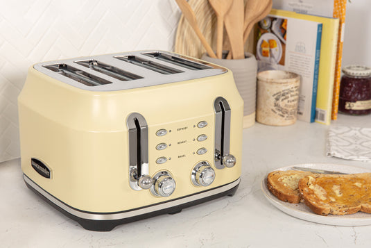 Rangemaster RMCL4S201CM, Classic 4 Slice Toaster, Matt Cream