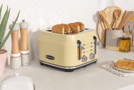 Rangemaster RMCL4S201CM, Classic 4 Slice Toaster, Matt Cream