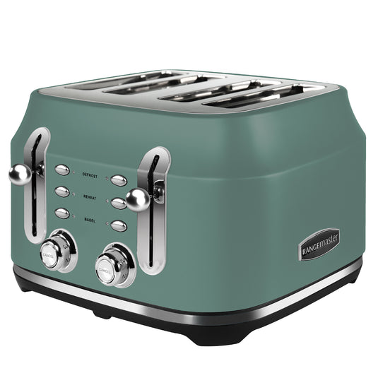 Rangemaster RMCL4S201MG Classic 4 Slice Toaster, Mineral Green