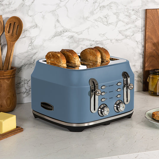 Rangemaster RMCL4S201SB Classic 4 Slice Toaster, Stone Blue