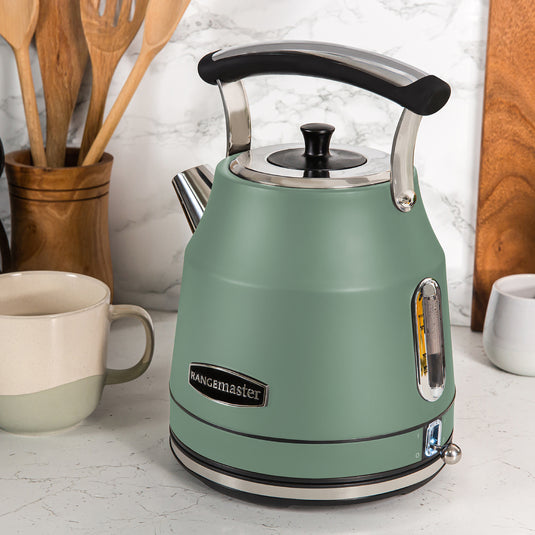 Rangemaster RMCLDK201MG Classic Quiet Boil Kettle 1.7L, 3KW, Mineral Green