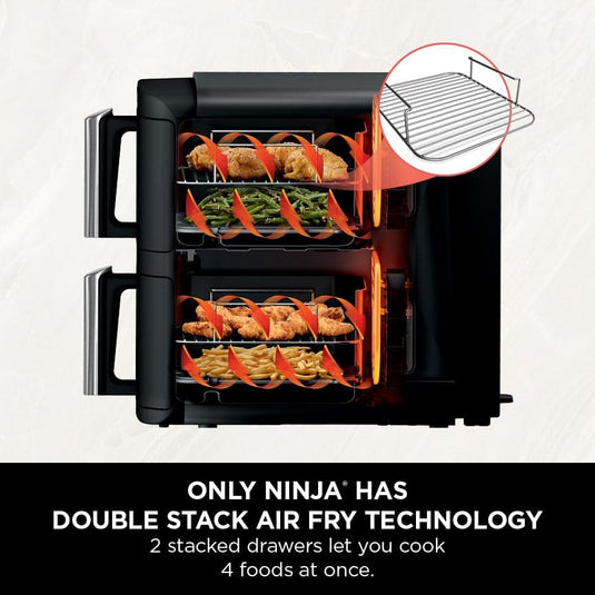 Ninja SL300UK Double Stack 2-Drawer Air Fryer 7.6L