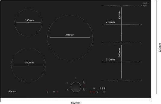 Neff N90, Induction hob, 80 cm, Black