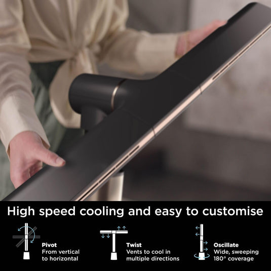 Shark TF200SUK TurboBlade High-Speed Multi-Directional Cooling Fan System, Charcoal & Beat Brass