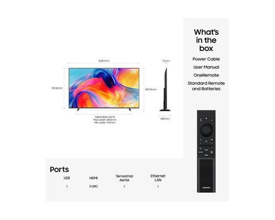 Samsung UE75M70H 75" Mini LED M70H 4K Vision AI Smart TV
