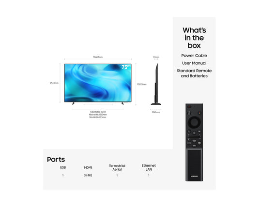 Samsung UE75U8020H 75" Crystal UHD U8020H 4K Vision AI Smart TV