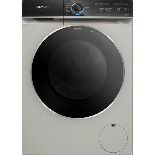 Siemens iQ700, Washing machine, front loader, 10 kg, 1600 rpm, Silver inox