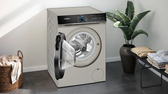 Siemens iQ700, Washing machine, front loader, 10 kg, 1600 rpm, Silver inox