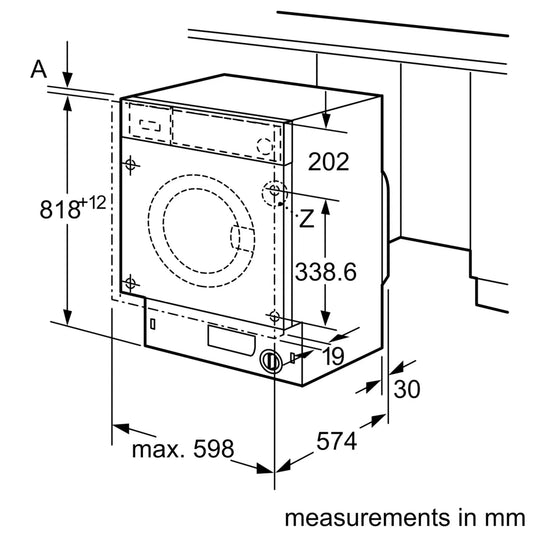 Bosch Series 6, Built-in washing machine, 8 kg, 1400 rpm