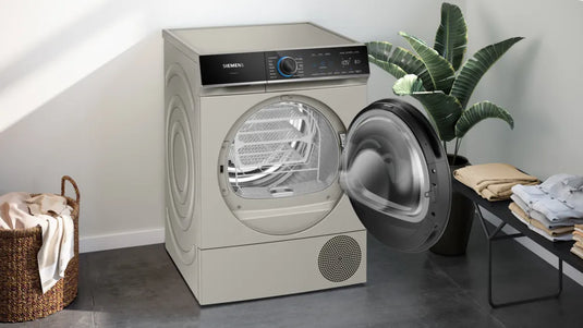 Siemens iQ700, Heat pump tumble dryer, 9 kg, Silver inox