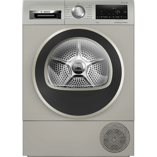 Bosch Series 6, Heat pump tumble dryer, 9 kg, Silver inox