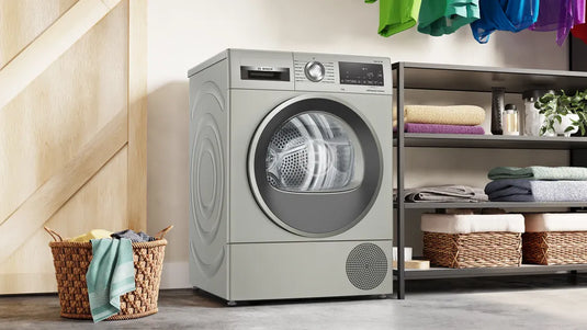 Bosch Series 6, Heat pump tumble dryer, 9 kg, Silver inox