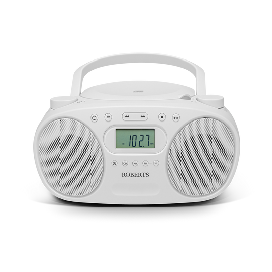 Roberts ZOOMBOX FM CD/FM/AM Stereo Boombox, White