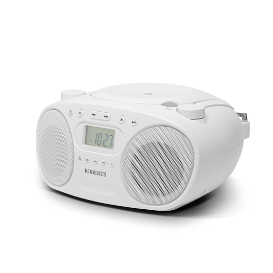 Roberts ZOOMBOX FM CD/FM/AM Stereo Boombox, White