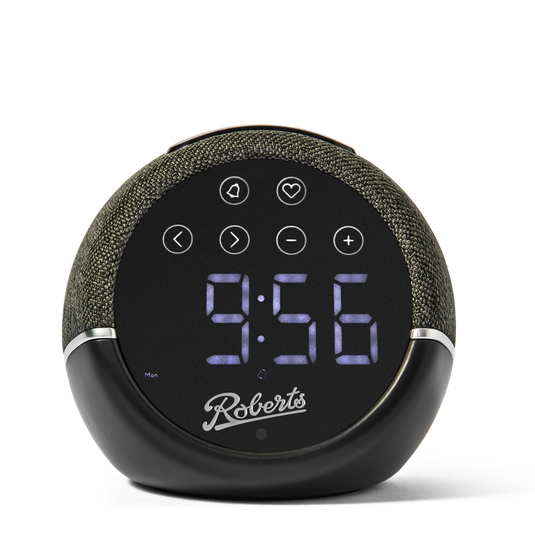 Robets Zen FM clock radio with device charging, Black