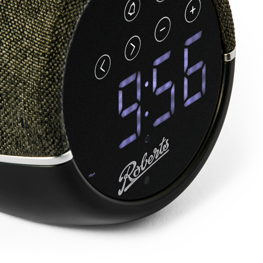 Robets Zen FM clock radio with device charging, Black