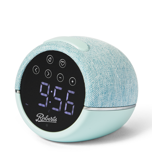 Roberts Zen FM clock radio with device charging, Duck Egg