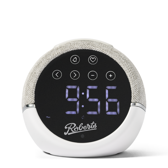 Roberts Zen FM clock radio with device charging, White