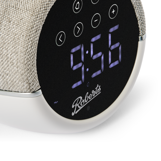 Roberts Zen FM clock radio with device charging, White